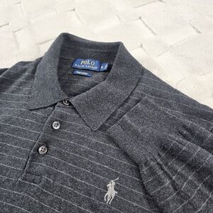 Polo by Ralph Lauren Long Sleeve Polo Shirt Mens Small Gray Striped Preppy